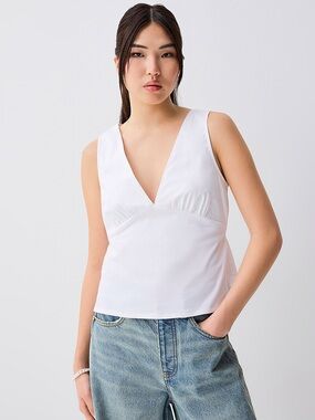 Twik White V‑Neck Tie‑Back Tank – Size Medium